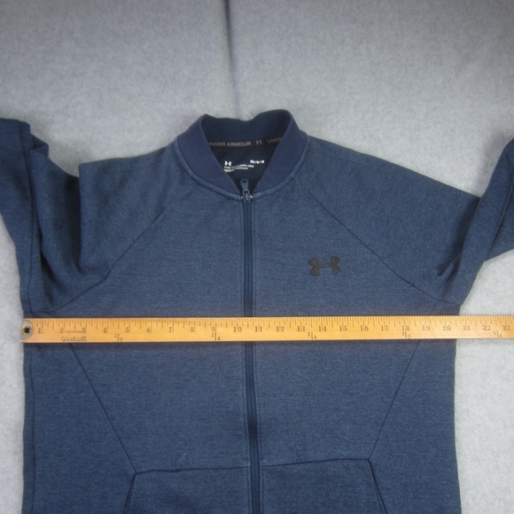 Under Armour Jacket Mens Medium Blue Full Zip Knit‎ Bomber Fitted - Picture 11 of 15